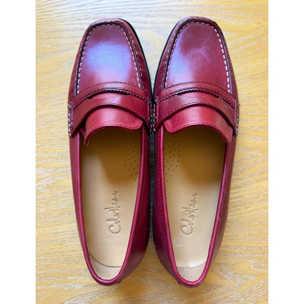 COLE HAAN 6.5 Burgundy Leather Pinch Penny Loafers Dress Flats Preppy Classic